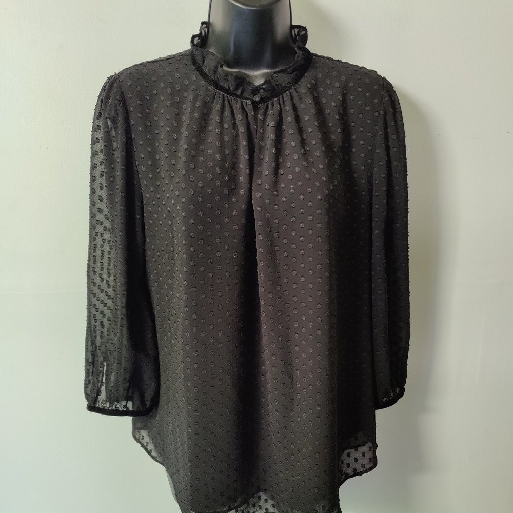 Ann Taylor High Neck Sheer Chiffon Top M